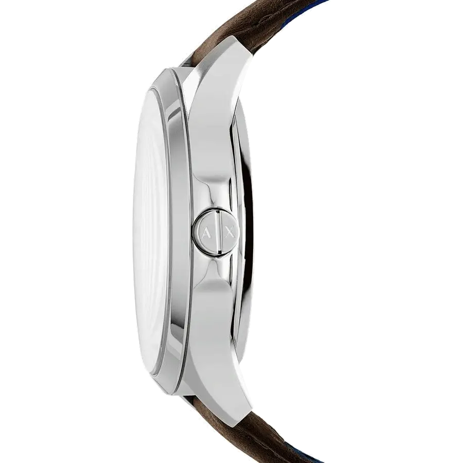  Shop Authentic Armani Exchange Hampton Chronograph White Dial Brown Leather Strap Watch For Men - AX2187 - Luxxuri