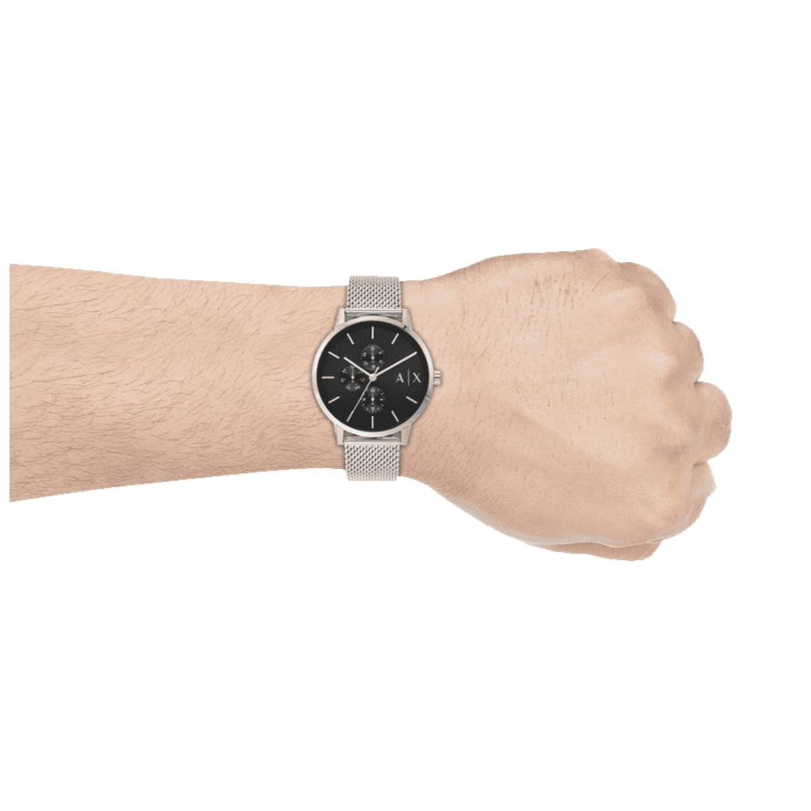  Shop Authentic Armani Exchange Cayde Chronograph Black Dial Silver Mesh Strap Watch For Men - AX2714 - Luxxuri