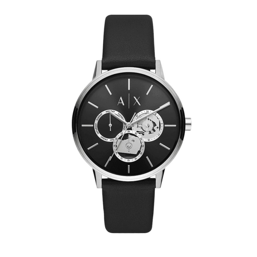  Shop Authentic Armani Exchange Cayde Chronograph Black Dial Black Leather Strap Watch for Men - AX2745 - Luxxuri