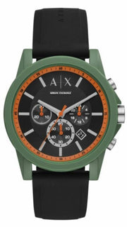  Shop Authentic Armani Exchange Outerbanks Chronograph Black Dial Black Silicone Strap Watch For Men - AX1348 - Luxxuri