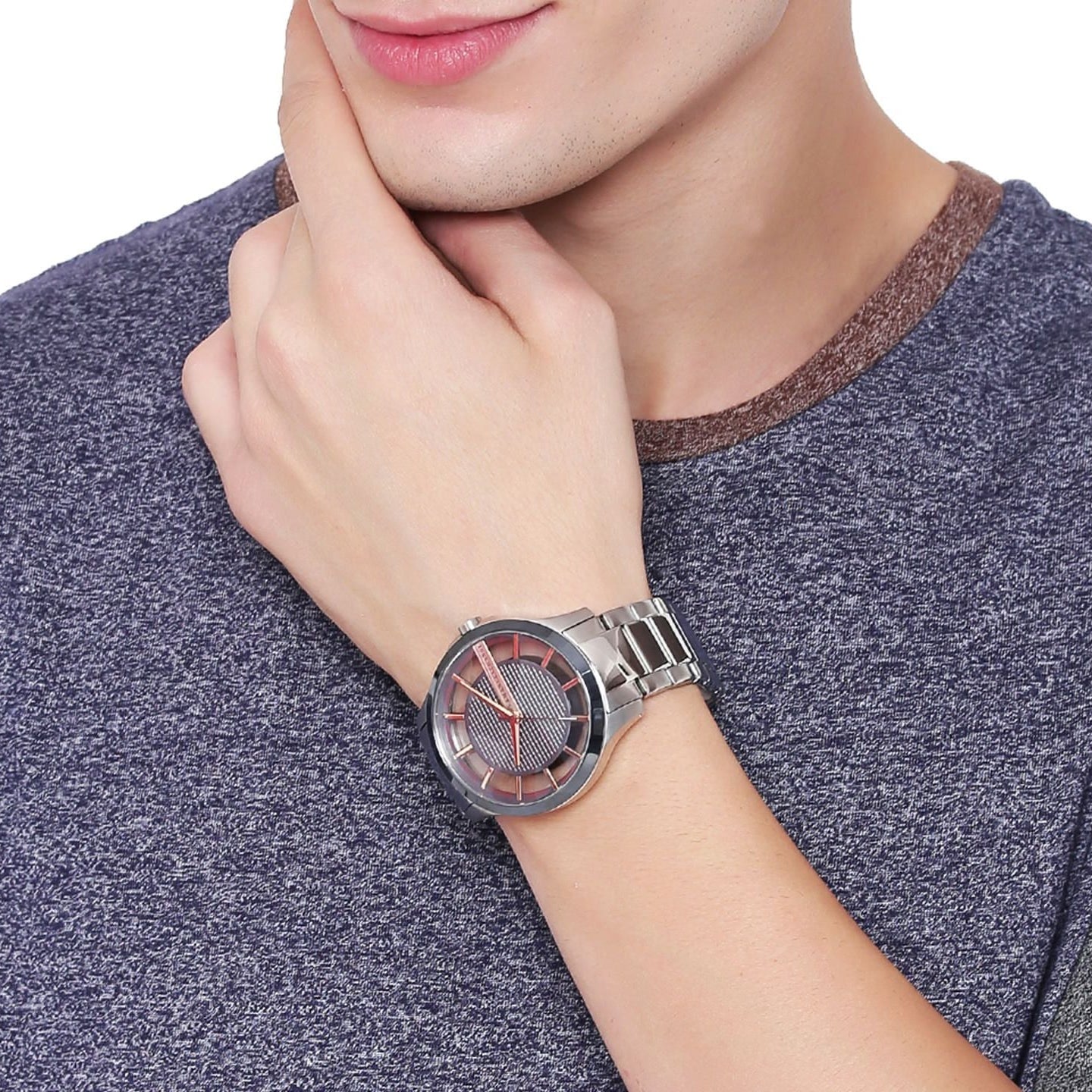  Shop Authentic Armani Exchange Hampton Chronograph Grey Dial Silver Steel Strap Watch For Men - AX2405 - Luxxuri