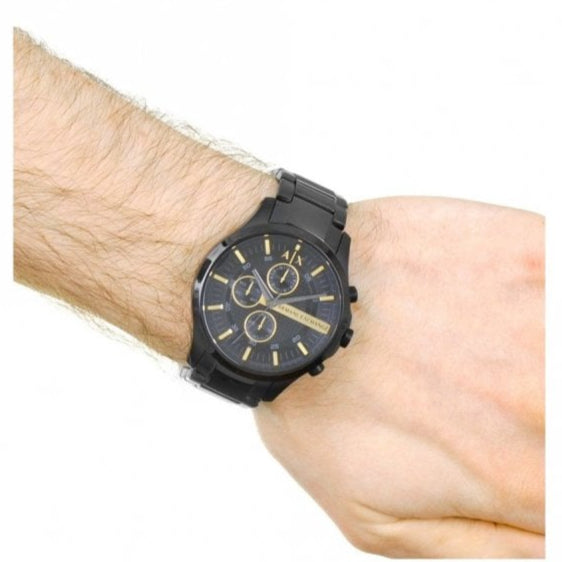  Shop Authentic Armani Exchange Hampton Chronograph Black Dial Black Steel Strap Watch For Men - AX2164 - Luxxuri