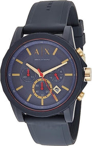  Shop Authentic Armani Exchange Outerbanks Chronograph Blue Dial Blue Silicone Strap Watch For Men - AX1335 - Luxxuri