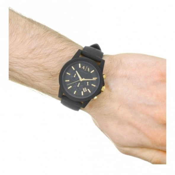  Shop Authentic Armani Exchange Outerbanks Chronograph Black Dial Black Steel Strap Watch For Men - AX7105 - Luxxuri