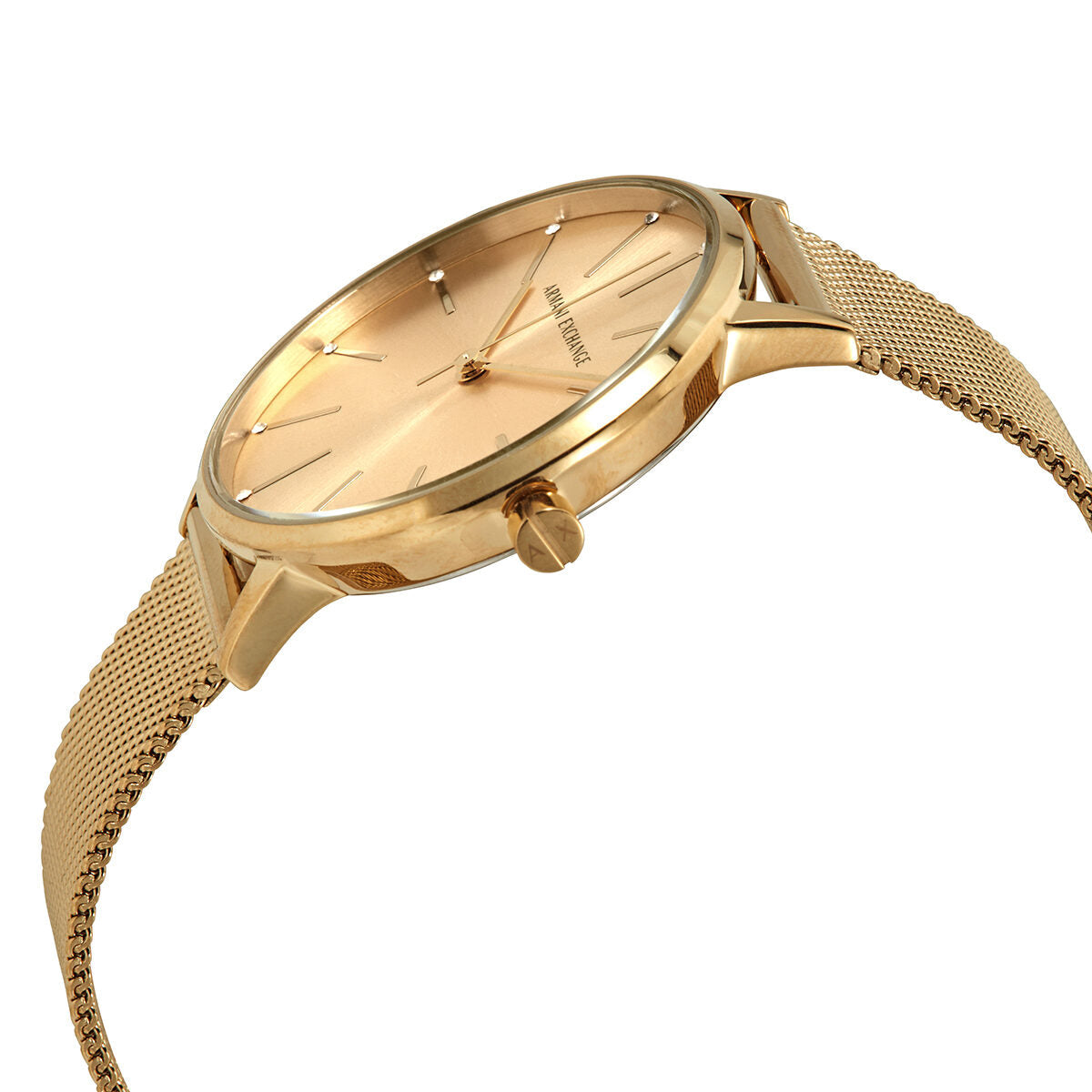  Shop Authentic Armani Exchange Lola Analog Gold Dial Gold Mesh Strap Watch For Women - AX5536 - Luxxuri