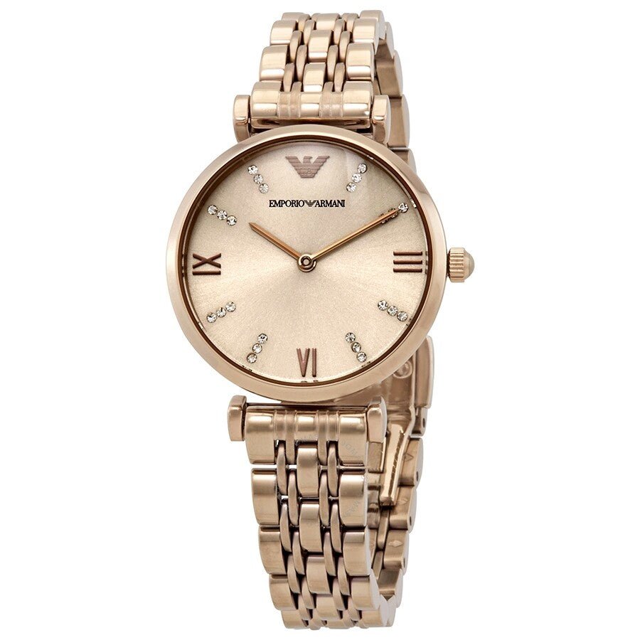  Shop Authentic Emporio Armani T-Bar Gianni Rose Gold Dial Rose Gold Steel Strap Watch For Women - AR11059 - Luxxuri