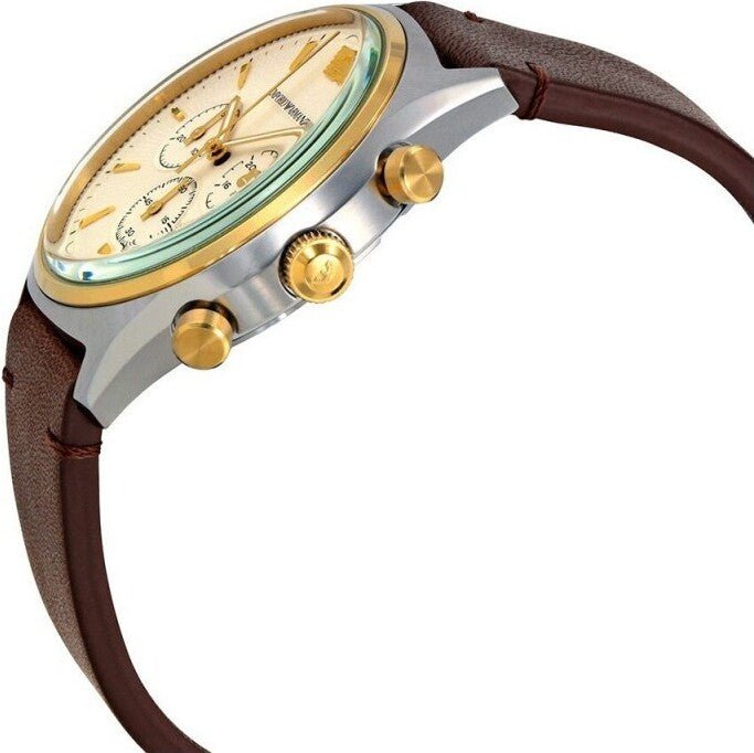  Shop Authentic Emporio Armani Chronograph White Dial Brown Leather Strap Watch For Men - AR11033 - Luxxuri