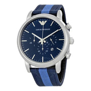  Shop Authentic Emporio Armani Luigi Chronograph Quartz Blue Dial Blue Nylon Strap Watch For Men - AR1949 - Luxxuri