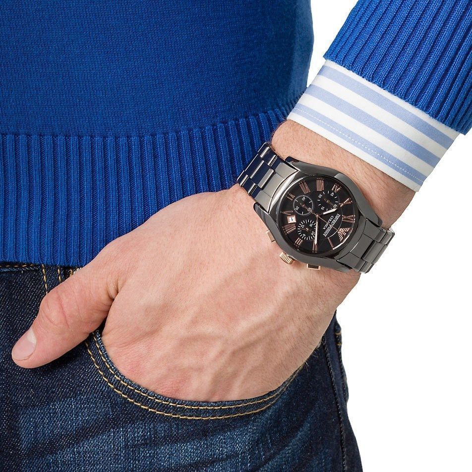  Shop Authentic Emporio Armani Valente Ceramica Chronograph Black Dial Black Steel Strap Watch For Men - AR1410 - Luxxuri