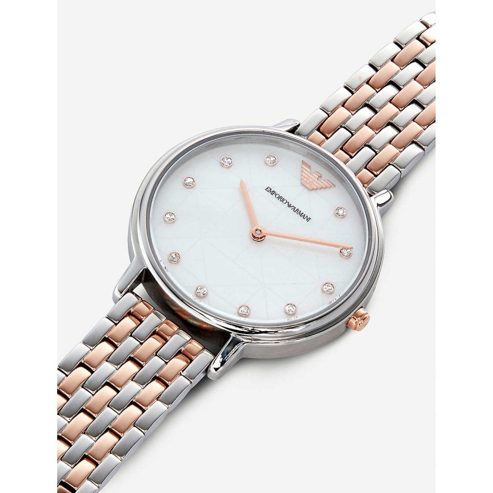  Shop Authentic Emporio Armani Mother of Pearl Dial Two Tone Stainless Steel Watch For Women - AR11094 - Luxxuri