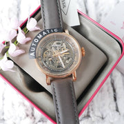  Shop Authentic Fossil Boyfriend Automatic Skeleton Grey Dial Grey Leather Strap Watch for Women - ME3089 - Luxxuri