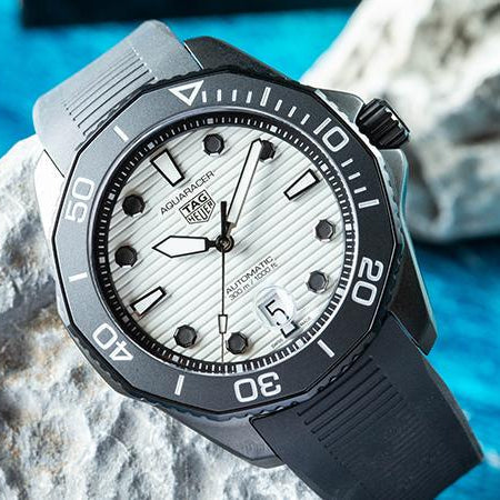  Shop Authentic Tag Heuer Aquaracer Professional 300 Automatic White Dial Black Rubber Strap Watch for Men - WBP201D.FT6197 - Luxxuri