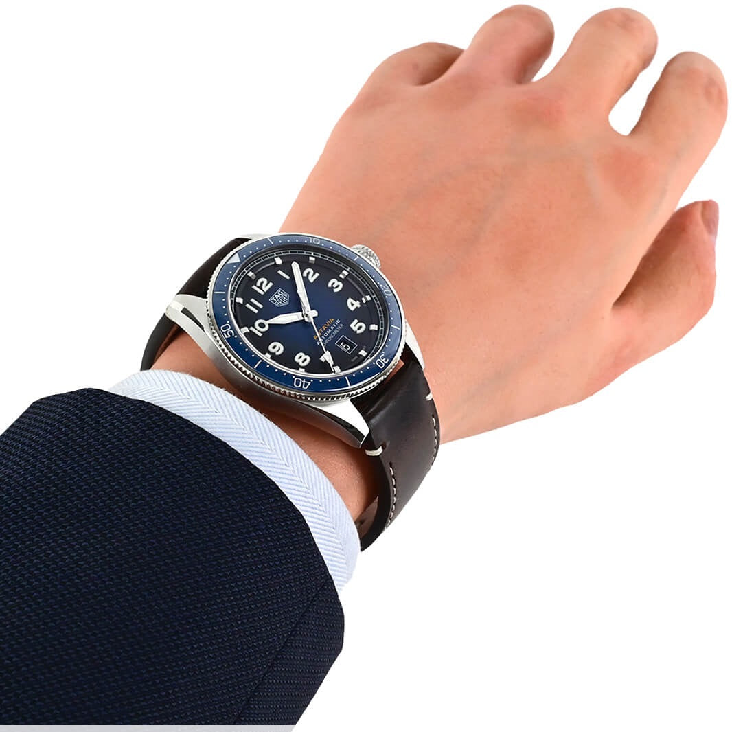  Shop Authentic Tag Heuer Autavia Calibre 5 Automatic Blue Dial Brown Leather Strap Watch for Men - WBE5116.FC8266 - Luxxuri