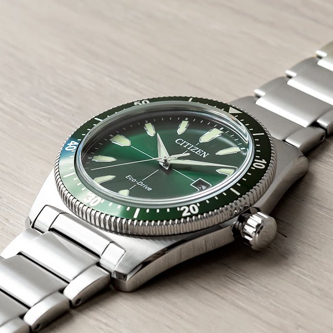  Shop Authentic Citizen Eco Drive Vintage Green Dial Silver Steel Strap Watch For Men - AW1598-70X - Luxxuri
