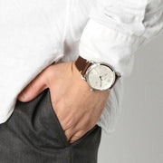  Shop Authentic Fossil The Commuter White Dial Brown Leather Strap Watch for Men - FS5275 - Luxxuri