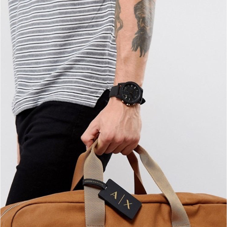  Shop Authentic Armani Exchange Outerbanks Chronograph Black Dial Black Steel Strap Watch For Men - AX7105 - Luxxuri