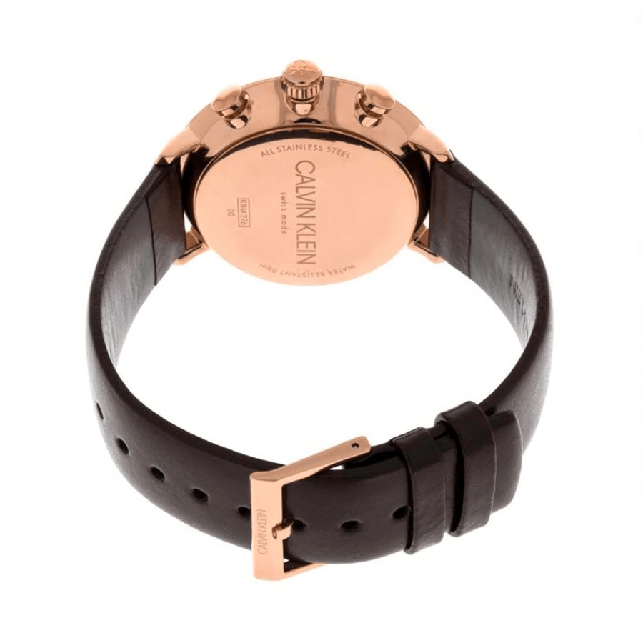  Shop Authentic Calvin Klein High Noon Silver Dial Brown Leather Strap Watch for Men - K8M276G6 - Luxxuri