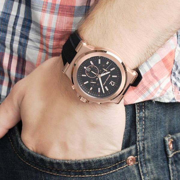  Shop Authentic Michael Kors Dylan Black Dial Black Rubber Strap Watch for Men - MK8184 - Luxxuri