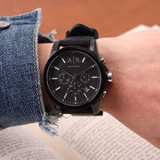  Shop Authentic Armani Exchange Outerbanks Chronograph Blue Dial Blue Silicone Strap Watch For Men - AX1327 - Luxxuri
