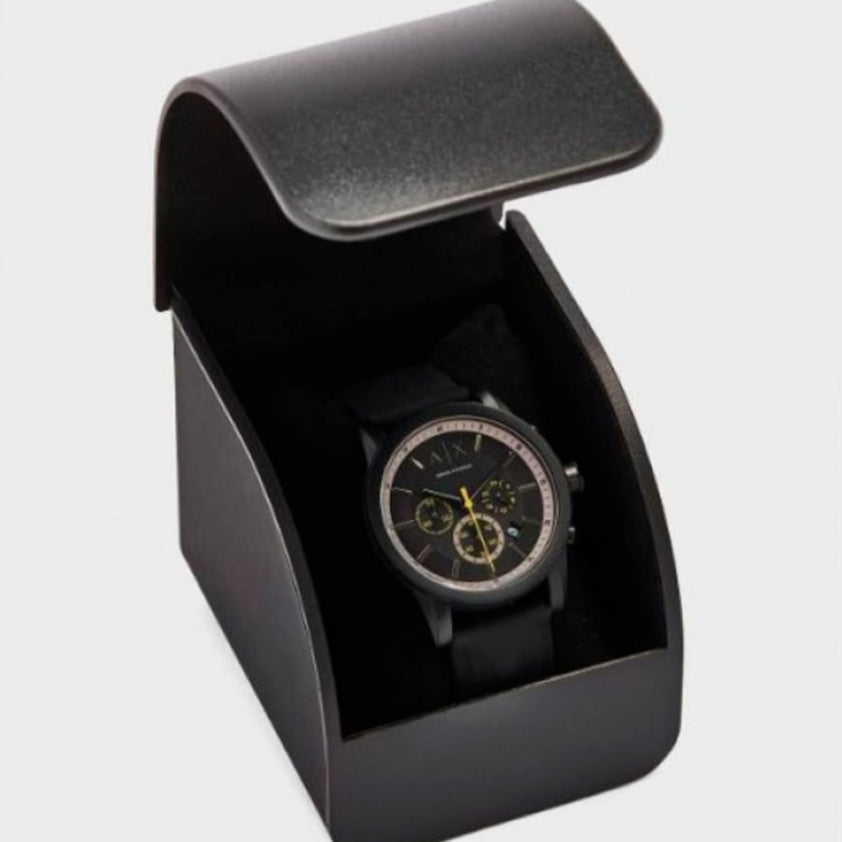  Shop Authentic Armani Exchange Outerbanks Chronograph Black Dial Black Silicone Strap Watch For Men - AX1343 - Luxxuri