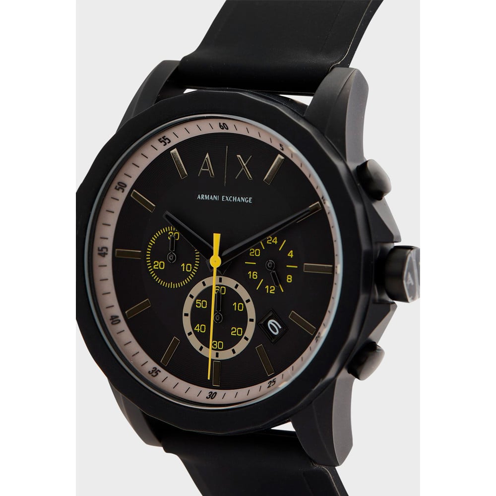  Shop Authentic Armani Exchange Outerbanks Chronograph Black Dial Black Silicone Strap Watch For Men - AX1343 - Luxxuri