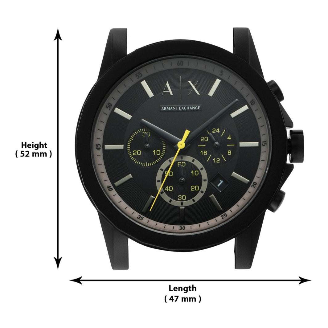  Shop Authentic Armani Exchange Outerbanks Chronograph Black Dial Black Silicone Strap Watch For Men - AX1343 - Luxxuri