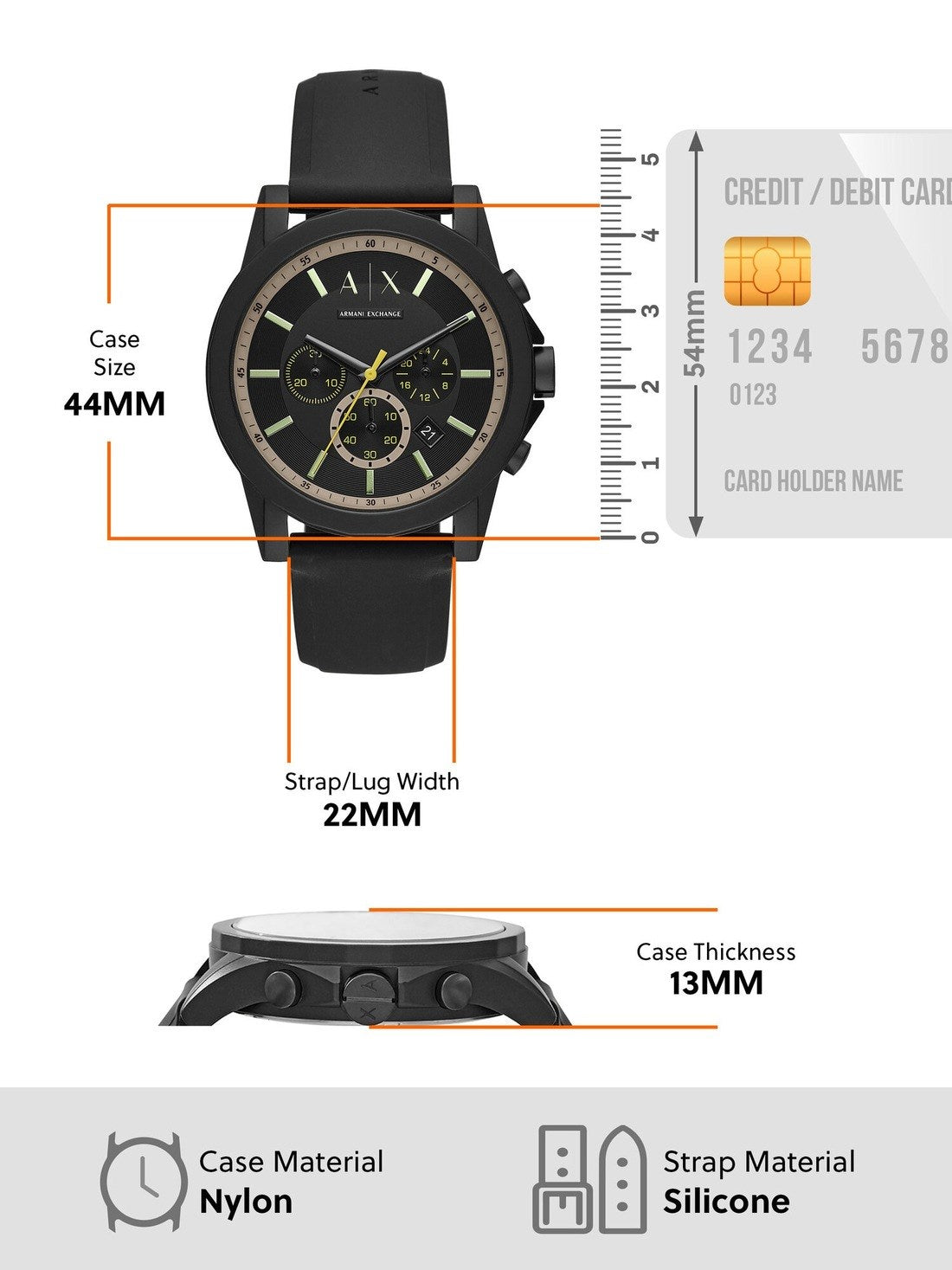  Shop Authentic Armani Exchange Outerbanks Chronograph Black Dial Black Silicone Strap Watch For Men - AX1343 - Luxxuri
