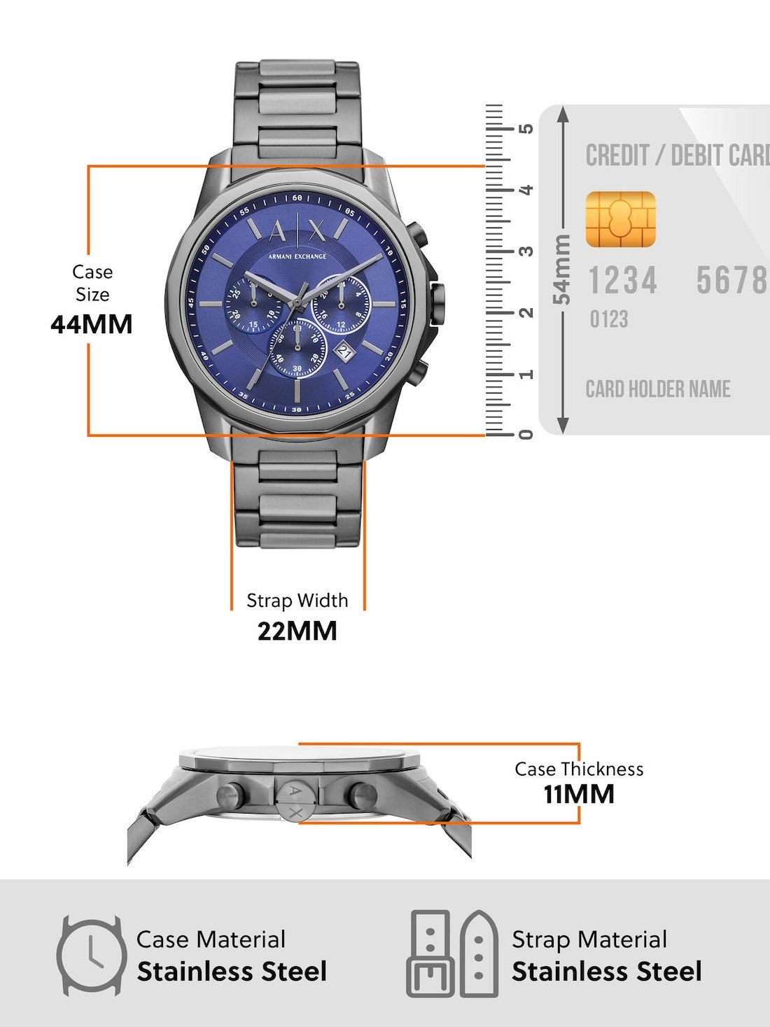  Shop Authentic Armani Exchange Banks Chronograph Blue Dial Grey Steel Strap Watch For Men - AX1731 - Luxxuri