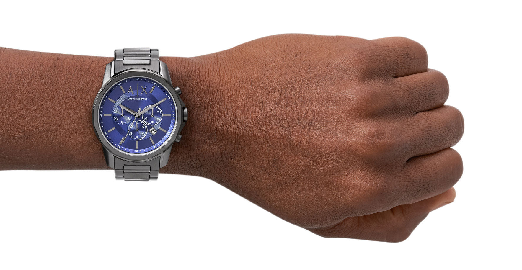  Shop Authentic Armani Exchange Banks Chronograph Blue Dial Grey Steel Strap Watch For Men - AX1731 - Luxxuri