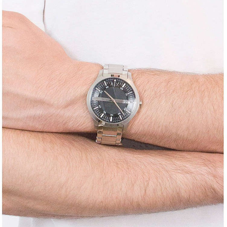  Shop Authentic Armani Exchange Hampton Chronograph Black Dial Silver Steel Strap Watch For Men - AX2103 - Luxxuri