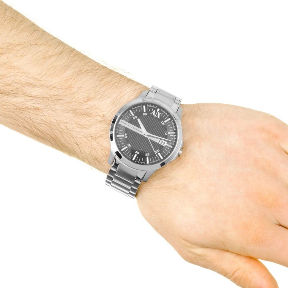  Shop Authentic Armani Exchange Hampton Chronograph Black Dial Silver Steel Strap Watch For Men - AX2103 - Luxxuri
