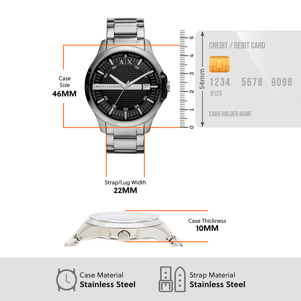  Shop Authentic Armani Exchange Hampton Chronograph Black Dial Silver Steel Strap Watch For Men - AX2103 - Luxxuri