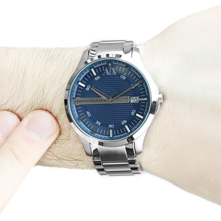  Shop Authentic Armani Exchange Hampton Chronograph Blue Dial Silver Steel Strap Watch For Men - AX2132 - Luxxuri