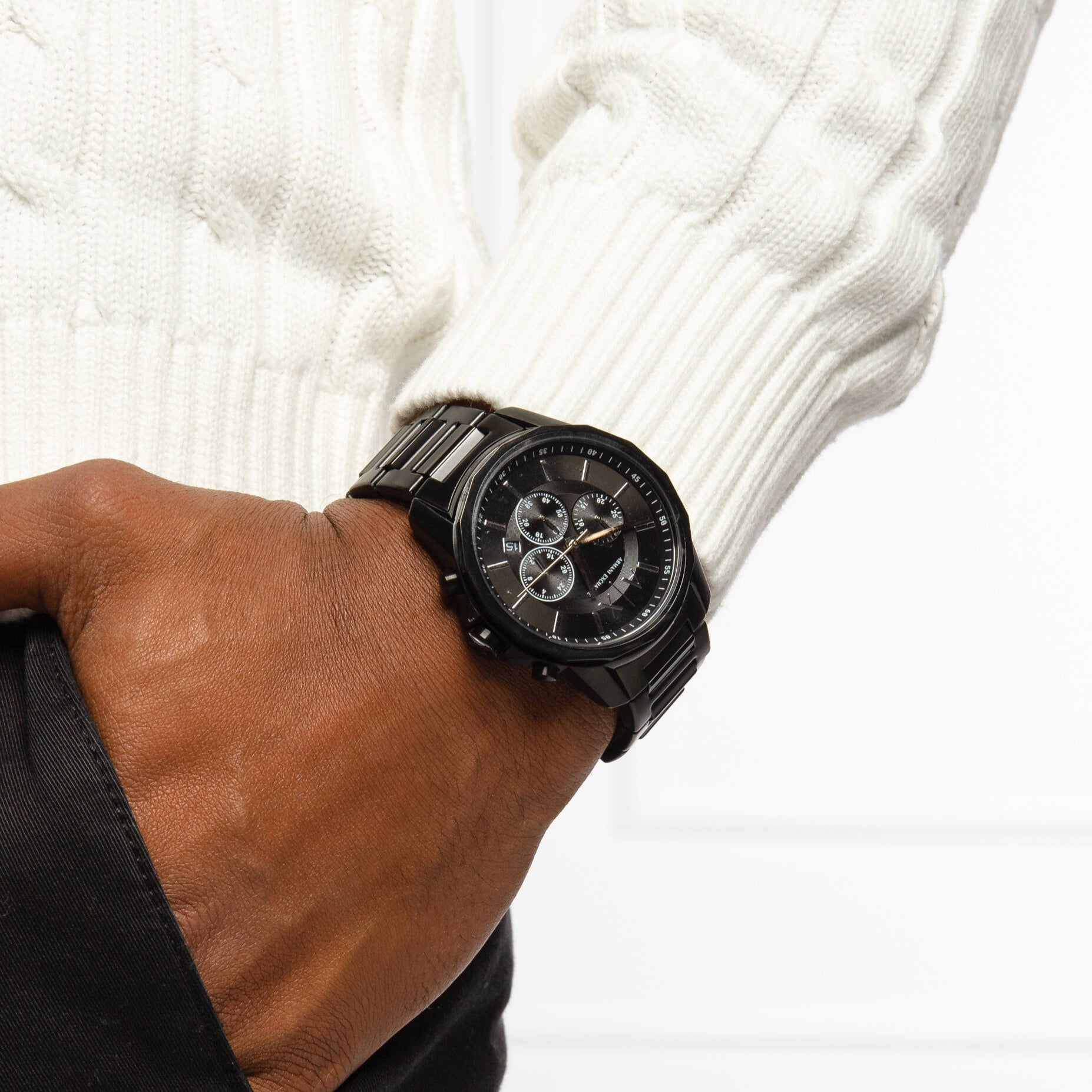  Shop Authentic Armani Exchange Banks Chronograph Black Dial Black Steel Strap Watch For Men - AX1722 - Luxxuri