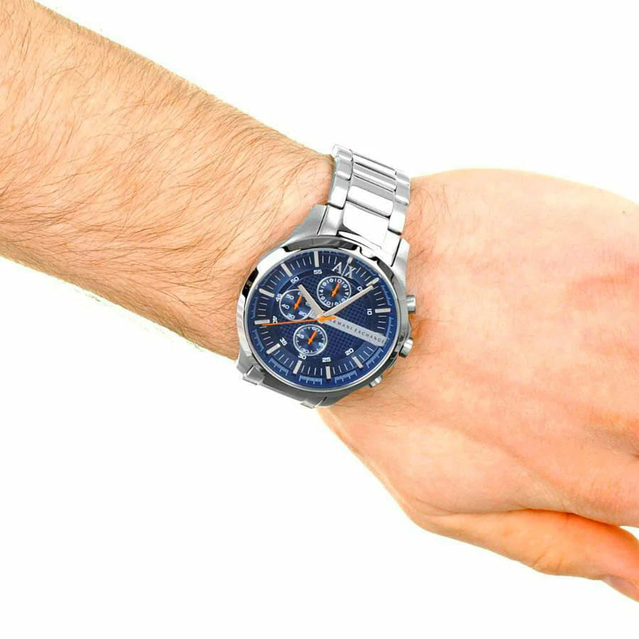  Shop Authentic Armani Exchange Hampton Chronograph Blue Dial Silver Steel Strap Watch For Men - AX2155 - Luxxuri