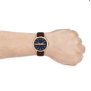  Shop Authentic Armani Exchange Hampton Chronograph Blue Dial Brown Leather Strap Watch For Men - AX2172 - Luxxuri