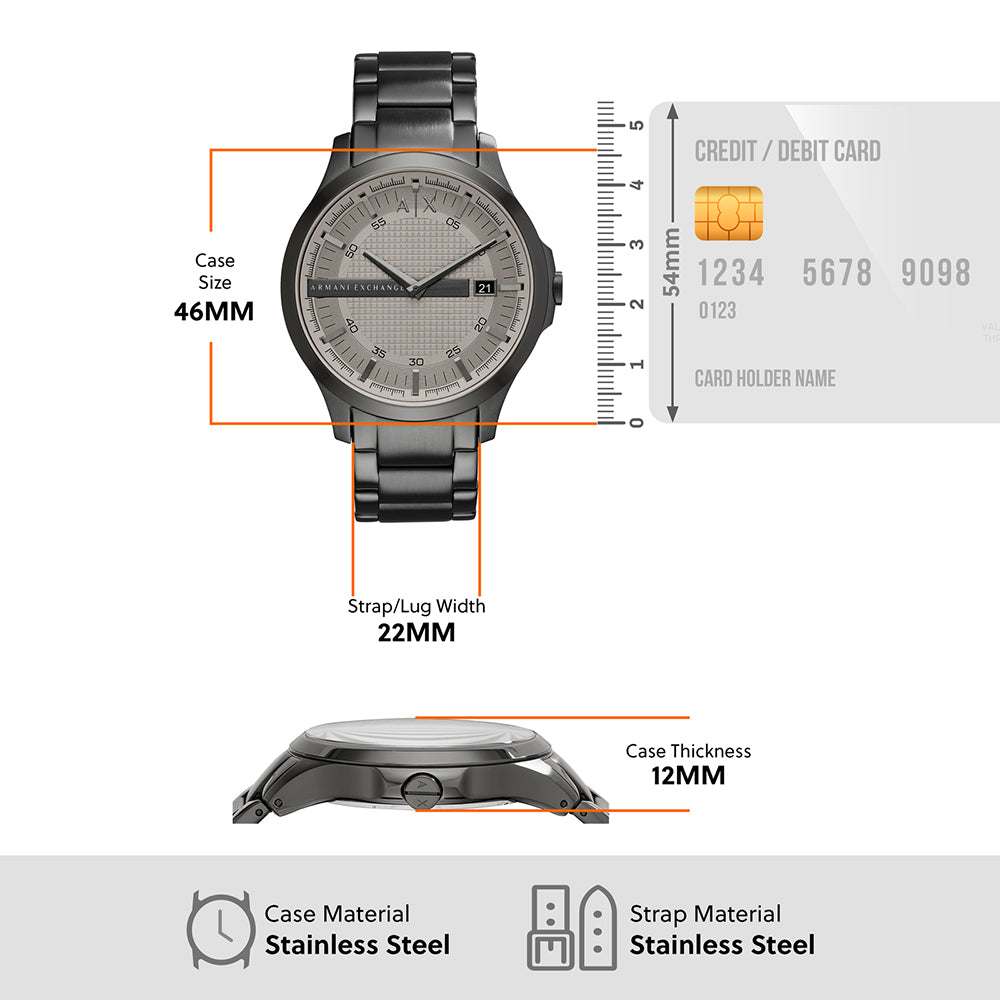  Shop Authentic Armani Exchange Hampton Chronograph Grey Dial Grey Steel Strap Watch For Men - AX2194 - Luxxuri