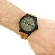  Shop Authentic Armani Exchange Hampton Chronograph Green Dial Brown Leather Strap Watch For Men - AX2412 - Luxxuri