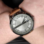  Shop Authentic Armani Exchange Hampton Chronograph Grey Dial Brown Leather Strap Watch For Men - AX2414 - Luxxuri