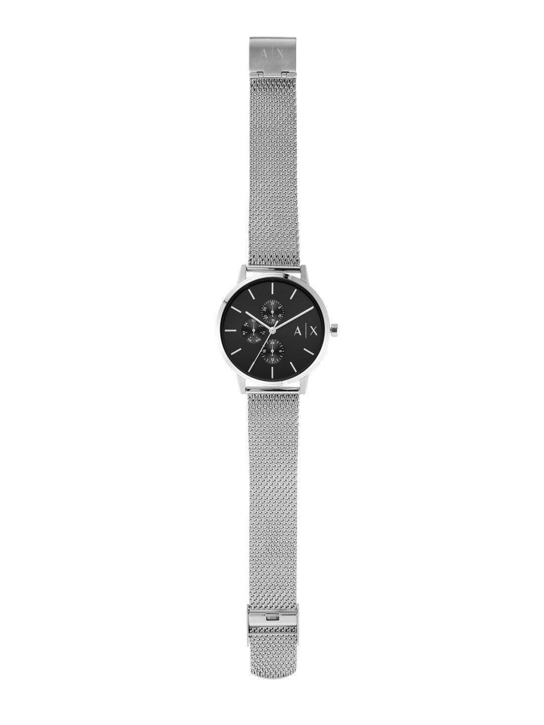  Shop Authentic Armani Exchange Cayde Chronograph Black Dial Silver Mesh Strap Watch For Men - AX2714 - Luxxuri