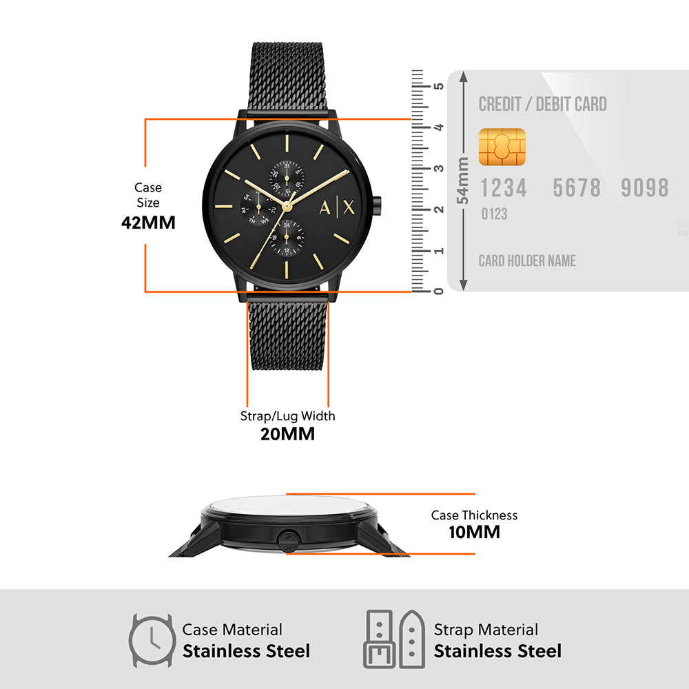  Shop Authentic Armani Exchange Cayde Chronograph Black Dial Black Mesh Strap Watch For Men - AX2716 - Luxxuri