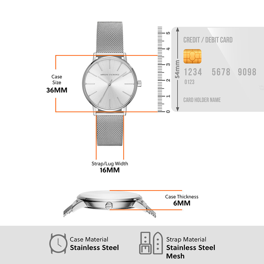  Shop Authentic Armani Exchange Lola Analog Silver Dial Silver Mesh Strap Watch For Women - AX5535 - Luxxuri