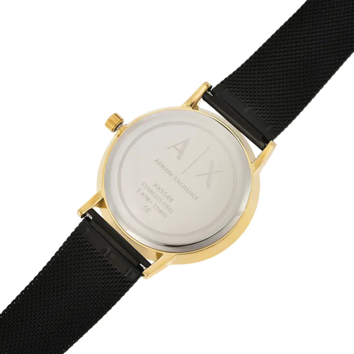  Shop Authentic Armani Exchange Lola Three Hand Black Dial Black Mesh Strap Watch For Women - AX5548 - Luxxuri