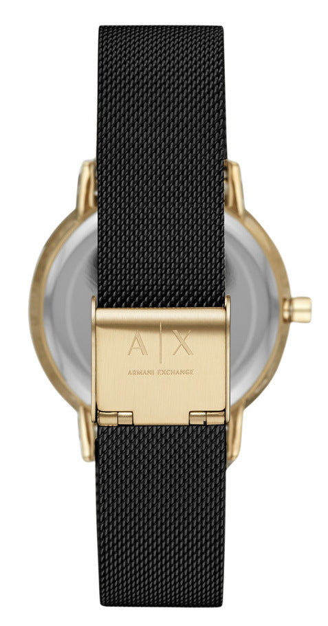  Shop Authentic Armani Exchange Lola Three Hand Black Dial Black Mesh Strap Watch For Women - AX5548 - Luxxuri