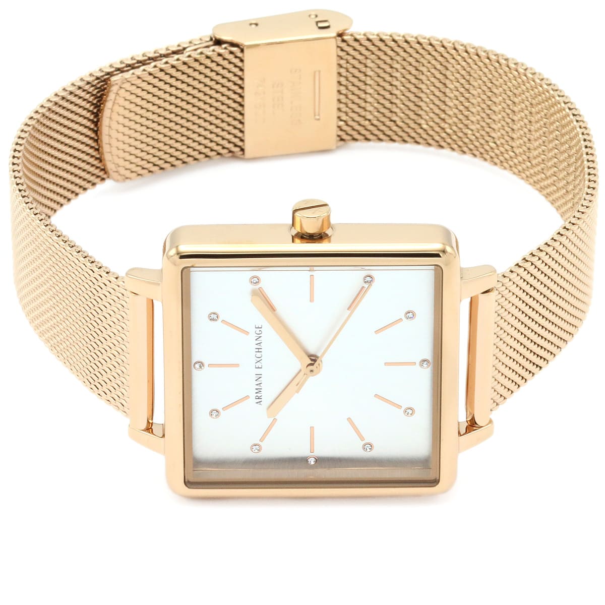  Shop Authentic Armani Exchange Lola Quartz Silver Dial Rose Gold Mesh Strap Watch For Women - AX5802 - Luxxuri
