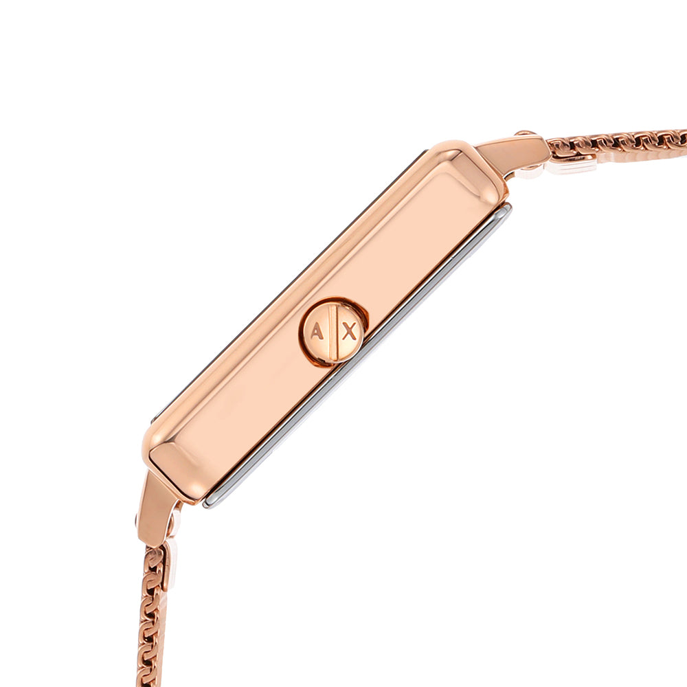  Shop Authentic Armani Exchange Lola Quartz Silver Dial Rose Gold Mesh Strap Watch For Women - AX5802 - Luxxuri