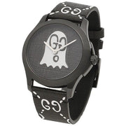  Shop Authentic Gucci G Timeless Ghost Black Dial Black Leather Strap Watch For Men - YA1264018 - Luxxuri