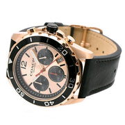 Coach Kent Chronograph Rose Gold Dial Black Leather Strap Watch for Men - 14602559