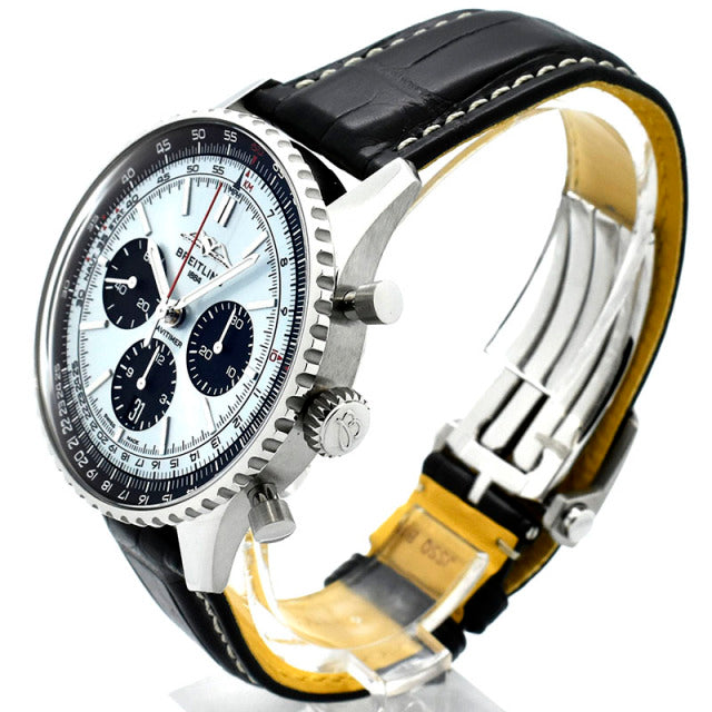  Shop Authentic Breitling Navitimer B01 Chronograph 43 Blue Dial Black Leather Strap Watch for Men - AB0138241C1P1 - Luxxuri