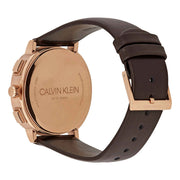  Shop Authentic Calvin Klein Posh Chronograph White Dial Brown Leather Strap Watch for Men - K8Q376G6 - Luxxuri
